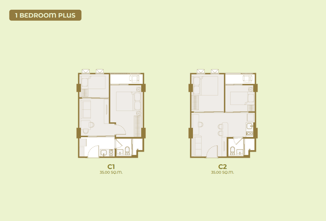 ตัวอย่างแบบห้อง 1 Bedroom Plus โครงการ ASPIRE สุขุมวิท 103
