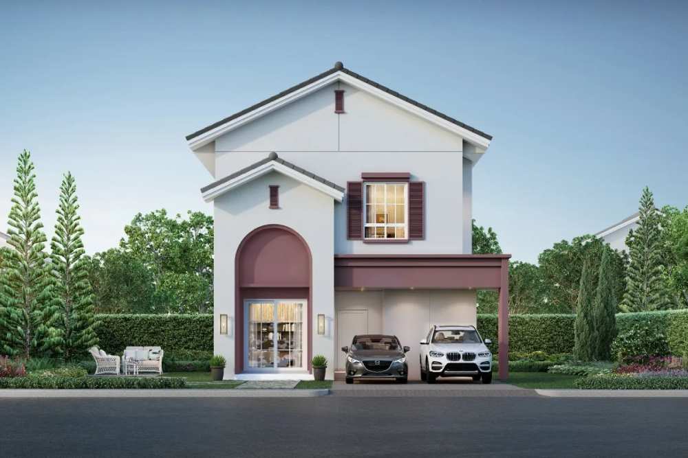 สีทาบ้านภายนอกทูโทนสีม่วง