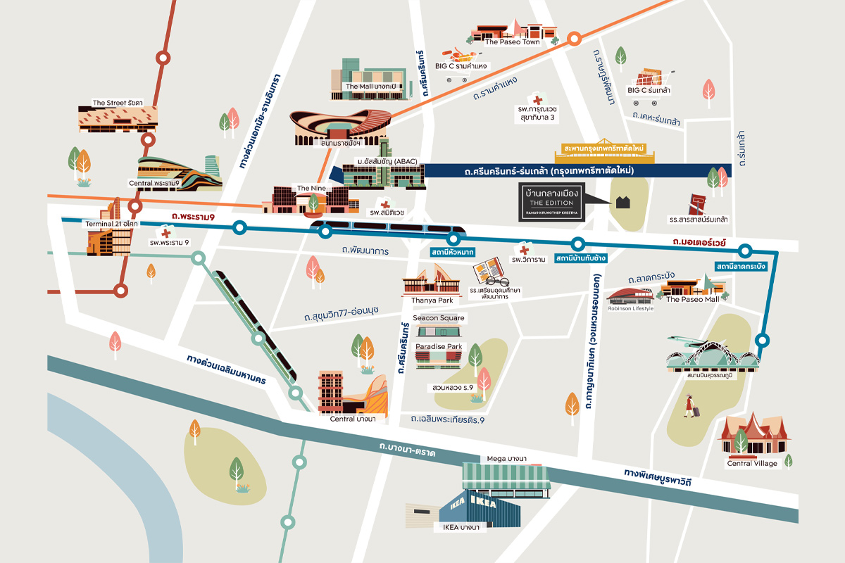 บ้านกลางเมือง ดิ อิดิชั่น พระราม9-กรุงเทพกรีฑา-แผนที่