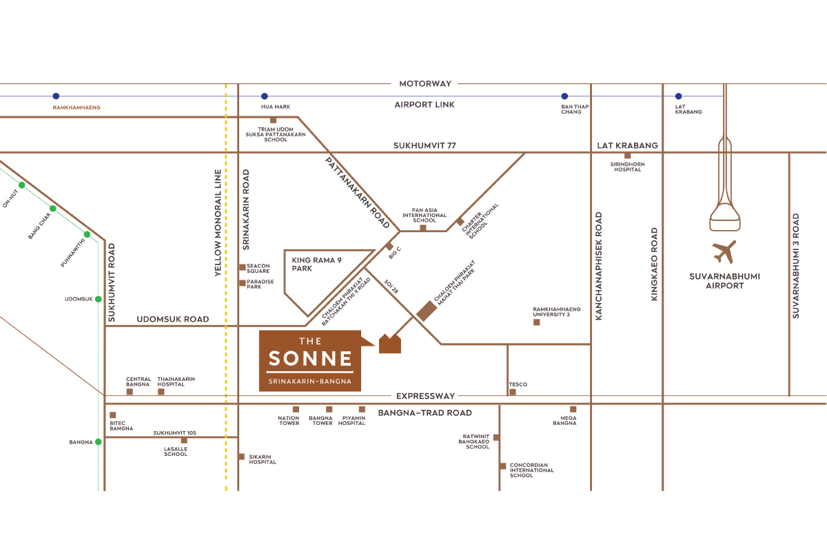 THE SONNE ศรีนครินทร์-บางนา-แผนที่