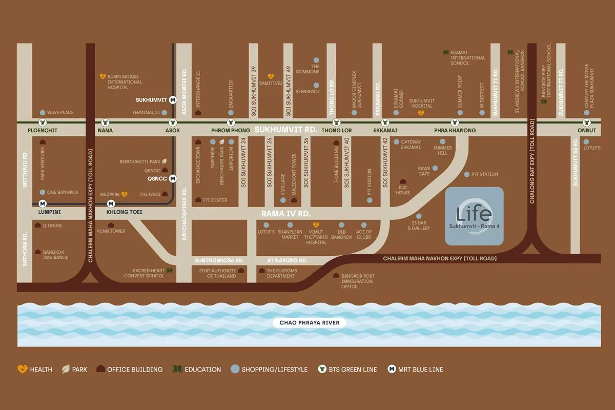 แผนที่โครงการคอนโด LIFE สุขุมวิท - พระราม 4