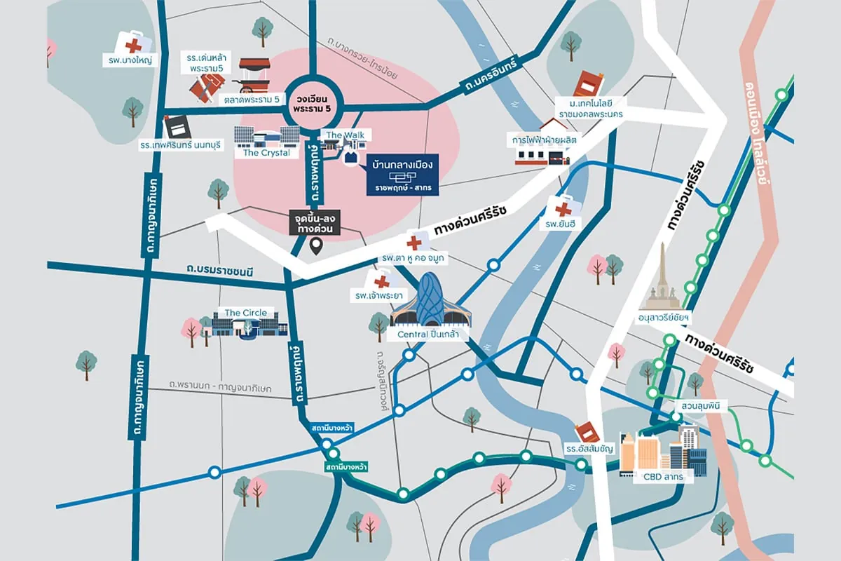 แผนที่โครงการ บ้านกลางเมือง ราชพฤกษ์ - สาทร