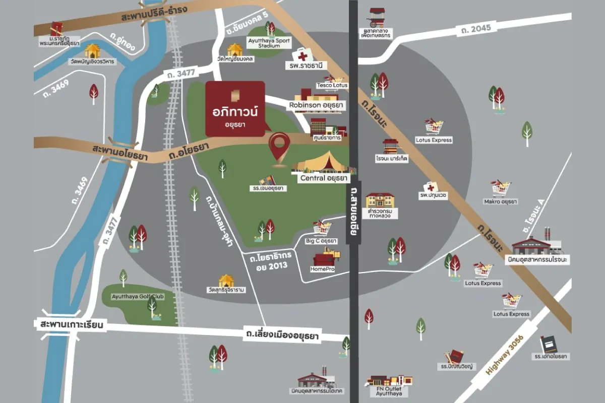 แผนที่โครงการ อภิทาวน์ อยุธยา