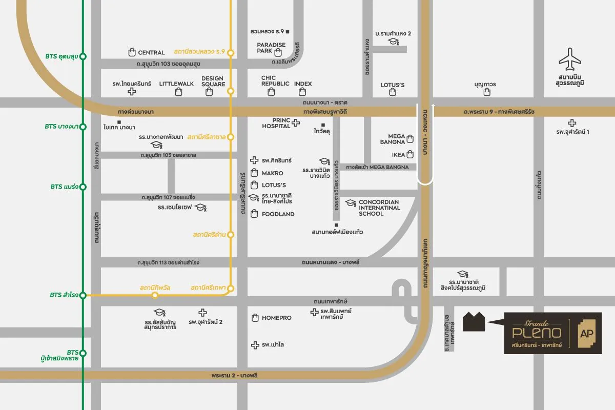 แผนที่โครงการ GRANDE PLENO ศรีนครินทร์ - เทพารักษ์