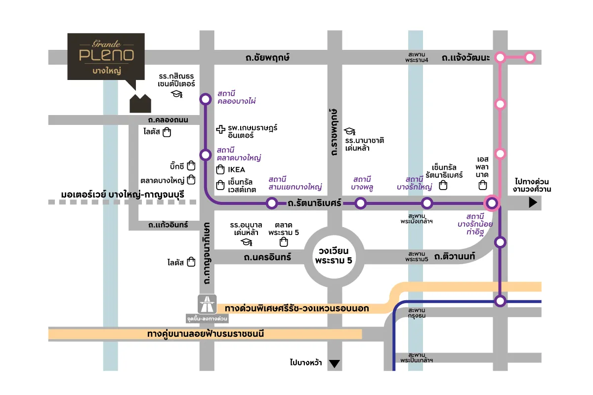 แผนที่โครงการ GRANDE PLENO บางใหญ่