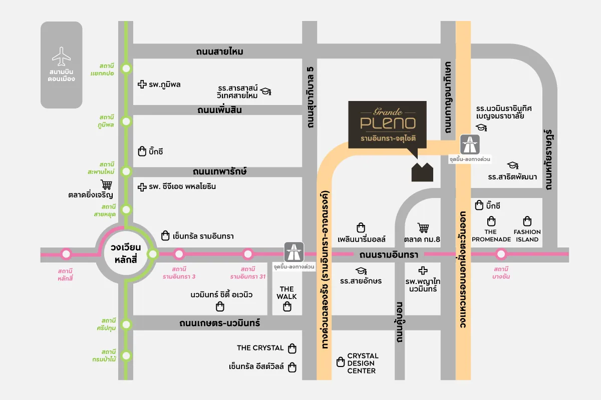 แผนที่โครงการ GRANDE PLENO รามอินทรา - จตุโชติ