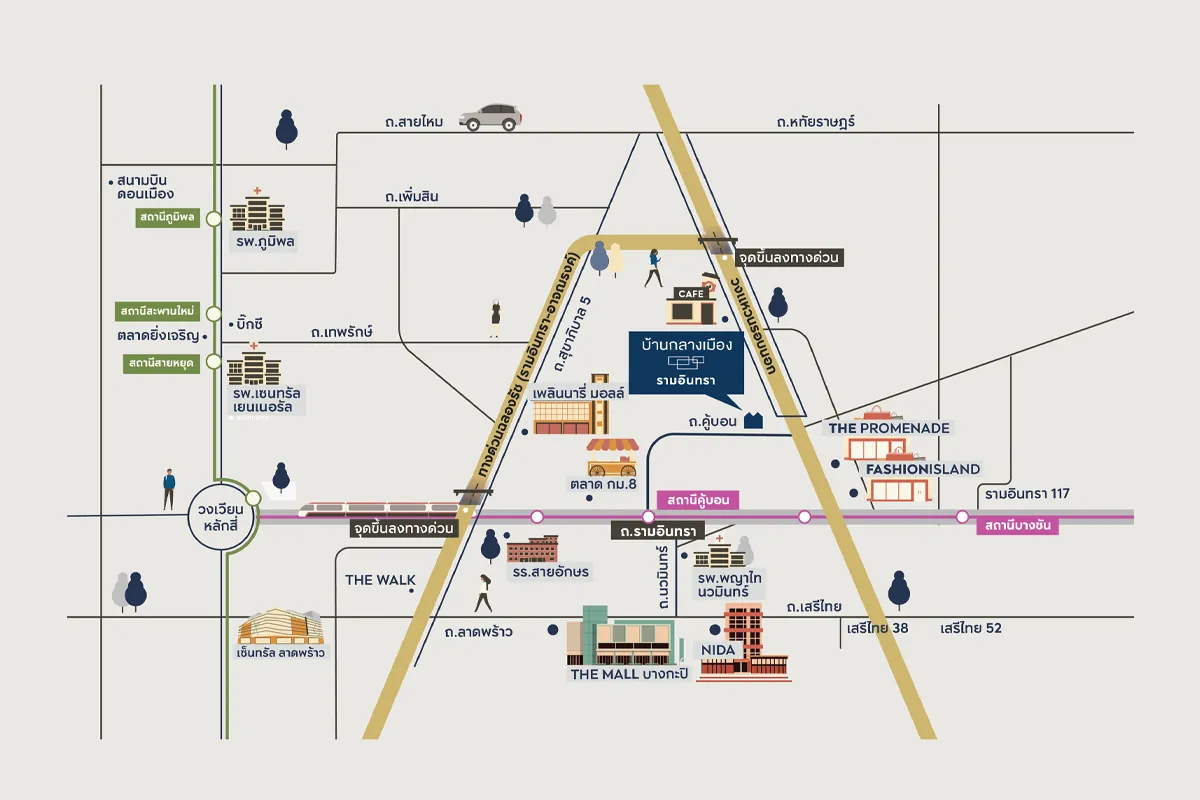 แผนที่โครงการ บ้านกลางเมือง รามอินทรา