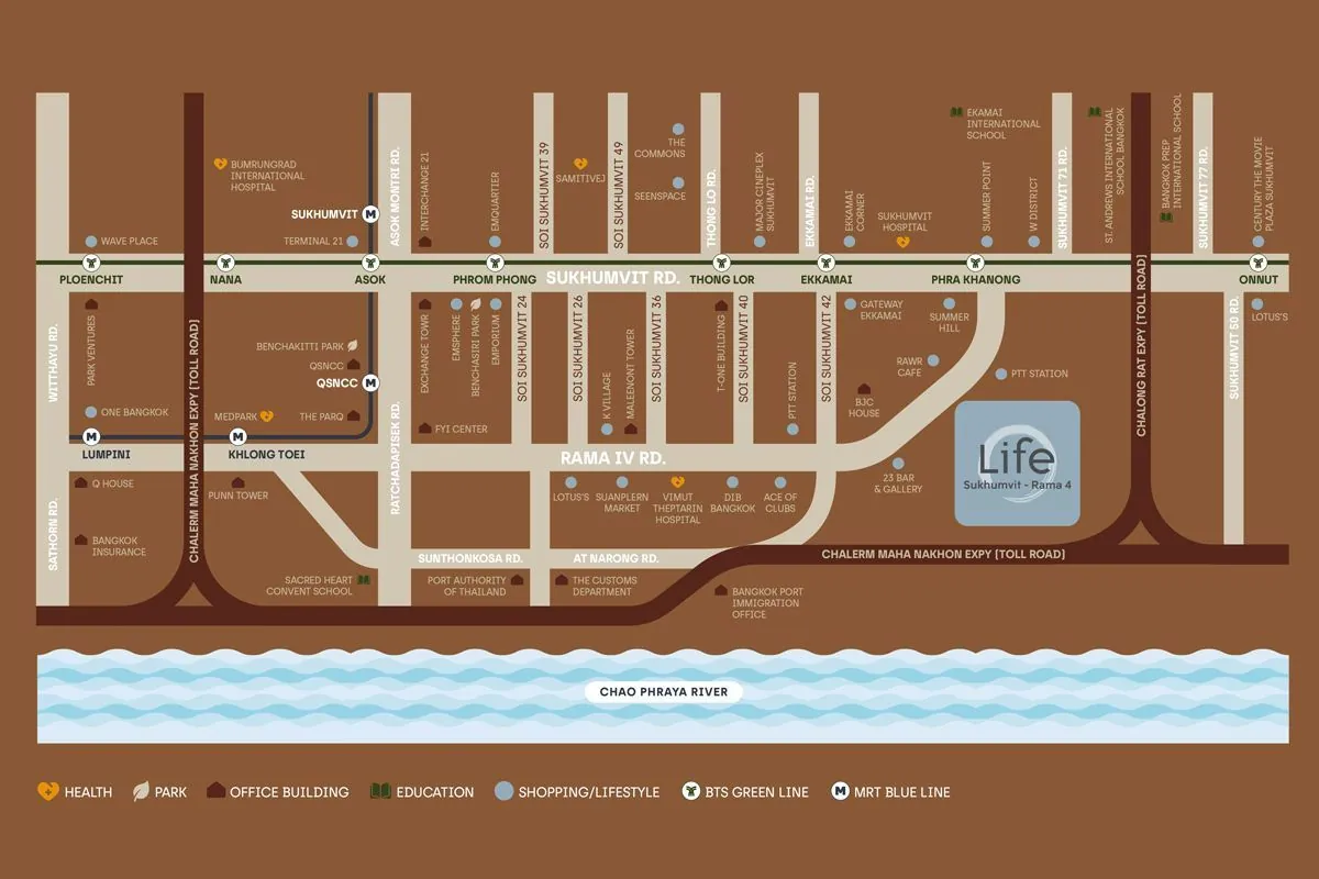 แผนที่โครงการคอนโด LIFE สุขุมวิท - พระราม 4