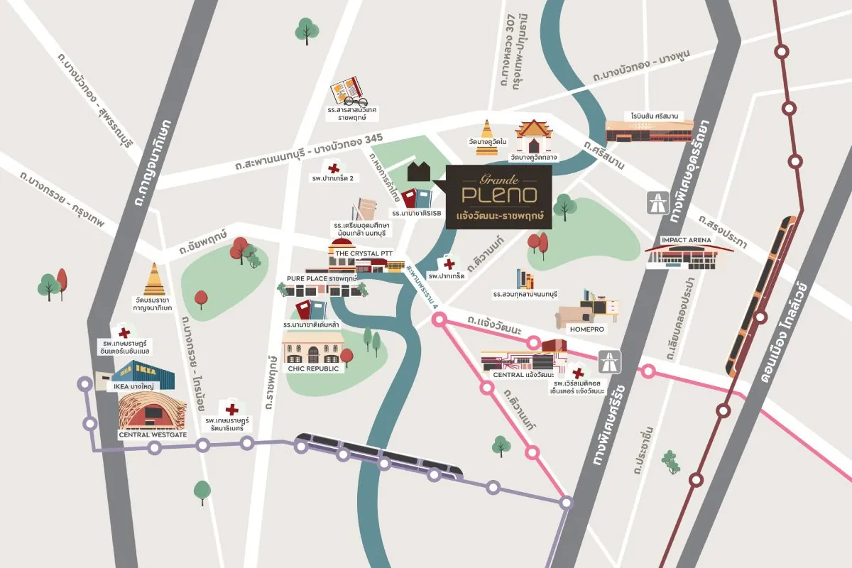 แผนที่โครงการ GRANDE PLENO แจ้งวัฒนะ - ราชพฤกษ์